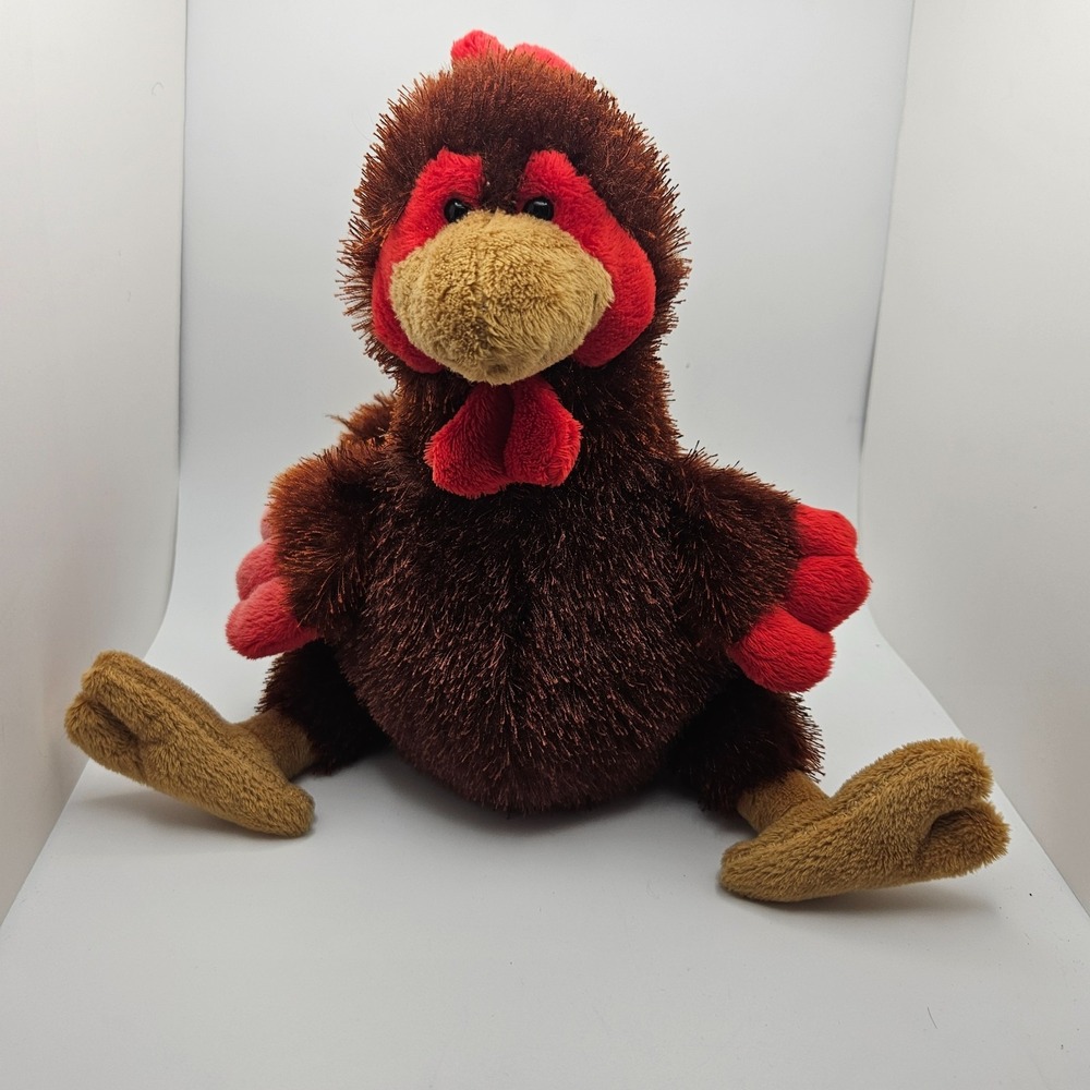 Ganz‎ Heritage Plush Brown Rooster Chicken Stuffed Animal Brown Red